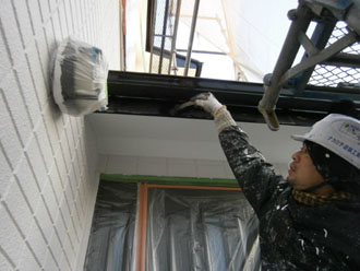 埼玉県　富士見市　屋根塗装　外壁塗装　バルコニー防水　　その他の塗装　破風板　重ね塗り