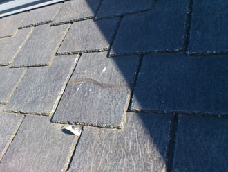 埼玉県　富士見市　屋根塗装　外壁塗装　バルコニー防水　点検　コロニアル(スレート、カラーベスト)の補修跡