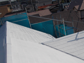 川崎市中原区　屋根塗装　外壁塗装　バルコニー防水　屋根塗装　下塗り完了