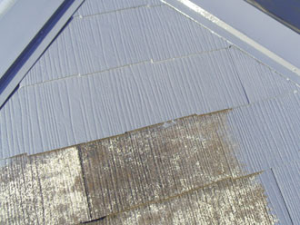 横浜市　棟板金交換 屋根塗装  外壁塗装  外壁は調色して塗り替え　落葉除けネット設置　屋根の中塗り