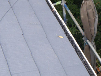 横浜市　棟板金交換 屋根塗装  外壁塗装  外壁は調色して塗り替え　落葉除けネット設置完了