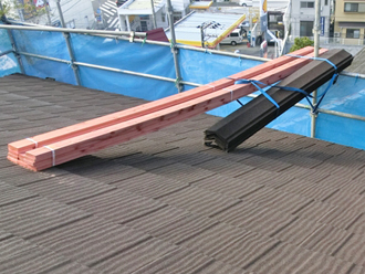 神奈川県　横浜市南区　屋根葺き替え工事　貫板と棟板金