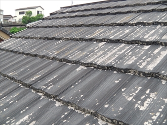 横浜市南区　屋根点検　屋根材劣化　塗料剥がれ