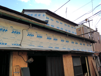 神奈川県　横浜市神奈川区　外壁張替え　外壁材　防水紙