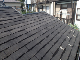 横浜市神奈川区　屋根塗装　外壁塗装　ベランダ防水　工事　屋根　高圧洗浄後