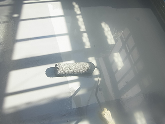 横浜市神奈川区　屋根塗装　外壁塗装　ベランダ防水　工事　ウレタン　乾燥待ち