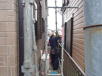 横浜市青葉区　足場架設　メッシュシート