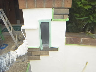 神奈川県 横浜市 青葉区 屋根塗装　外壁塗装 門柱はホワイトクリームで