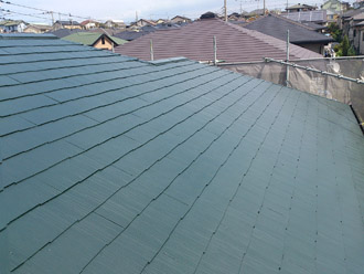 神奈川県横須賀市　屋根塗装　外壁塗装　屋根塗装完了　ヤネMシリコン